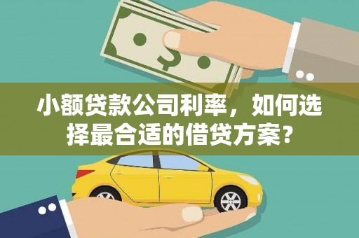 方正小额贷款公司利率，如何选择最合适的借贷方案？